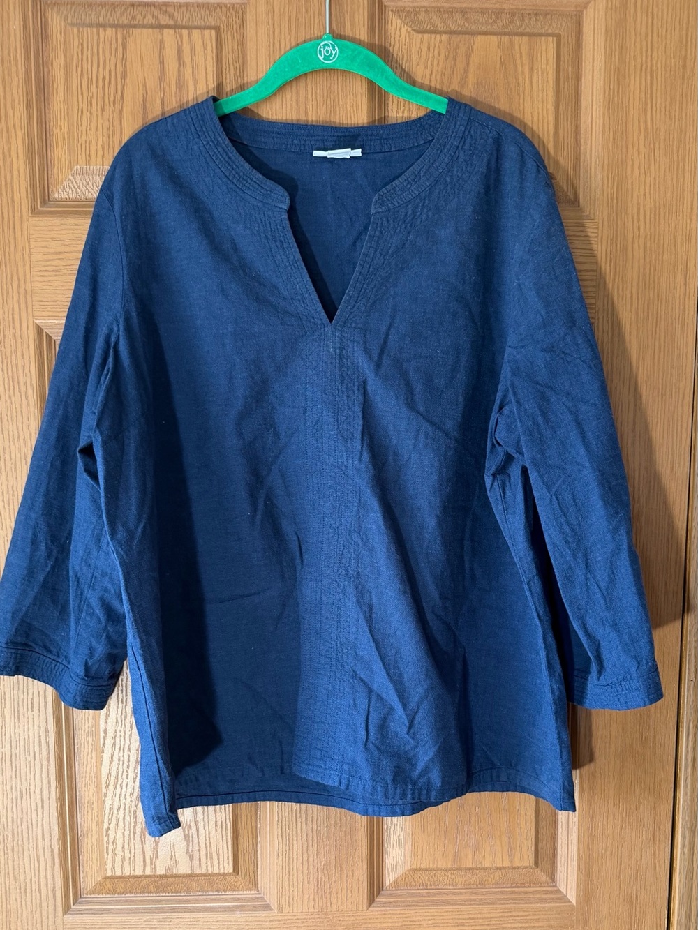 Liz Claiborne Navy Blue V-Notch Long-Sleeve Tunic